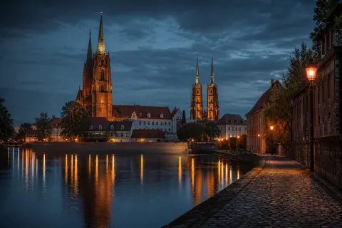 Wrocław Cathedral Island at dusk